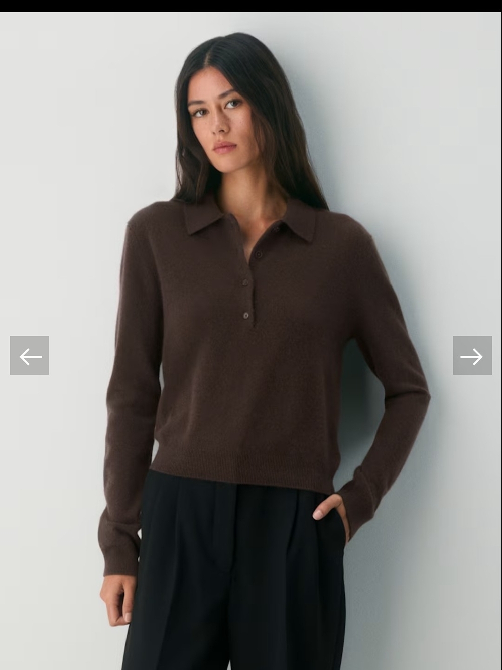 Aritzia
Bare Cashmere Cellini Sweater Classic Brown Polo-Collar Women's Sweater